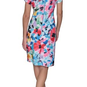 NWT: KARL LAGERFELD Colorful Floral Sheath Mini Dress / sizes: 4, 8, 10